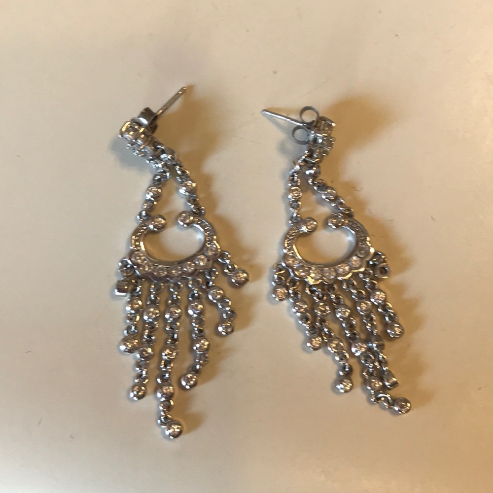Sterling silver CZ pierced chandelier earring